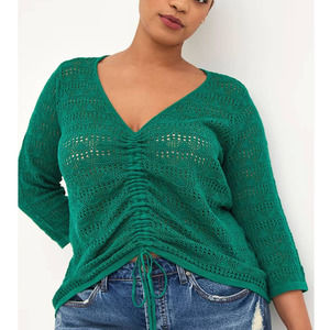 3X Open Stitch Cinched Front Pullover.